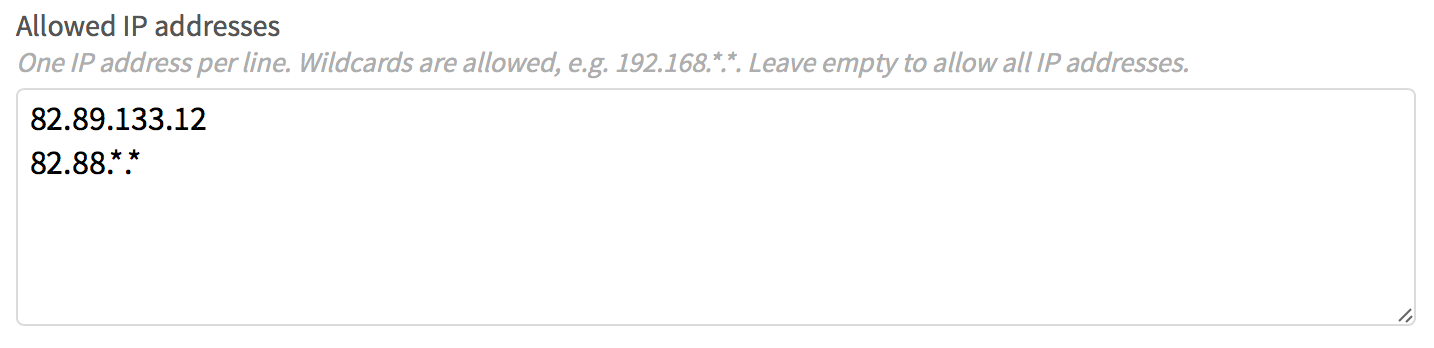 Allowed IP addresses