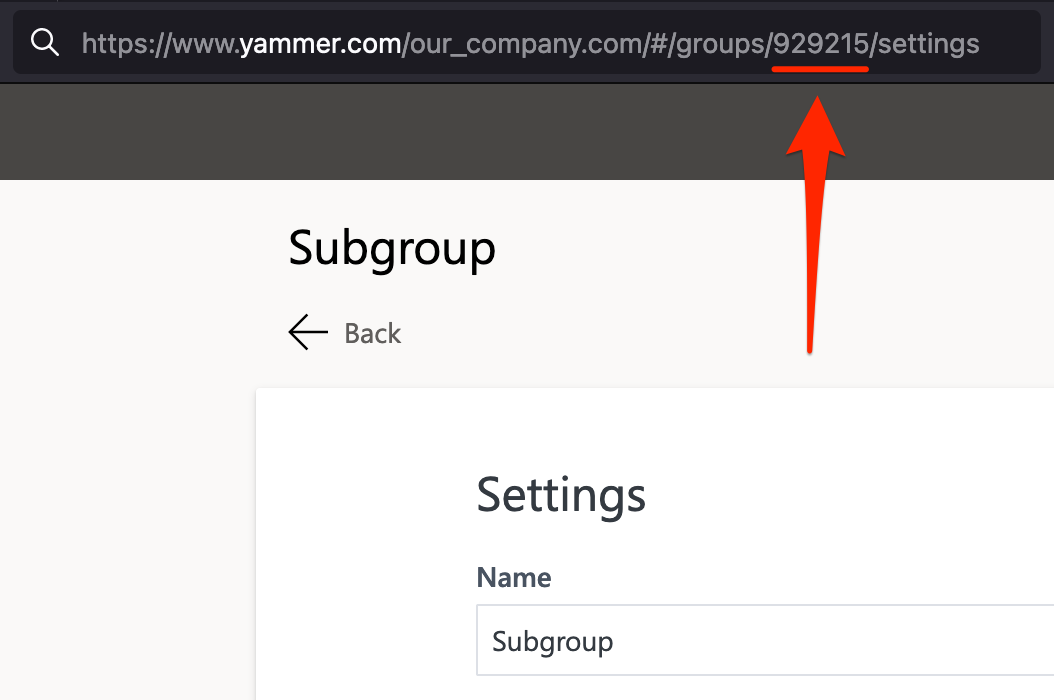 Yammer group ID
